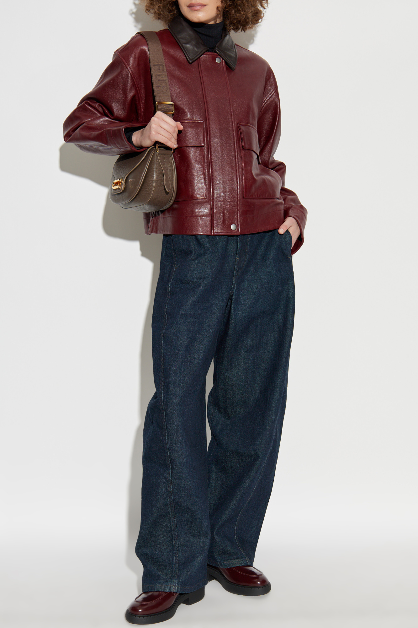 Leather Jacket, Women's, Burgundy