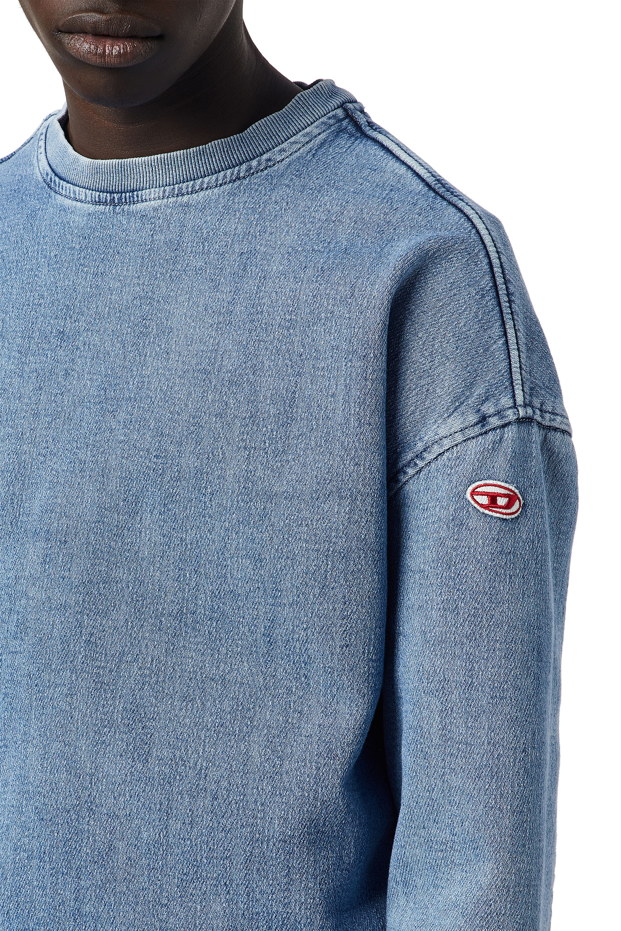 Washed-denim sweatshirt