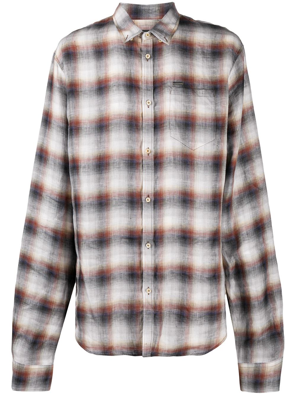 Plaid button-front shirt - White
