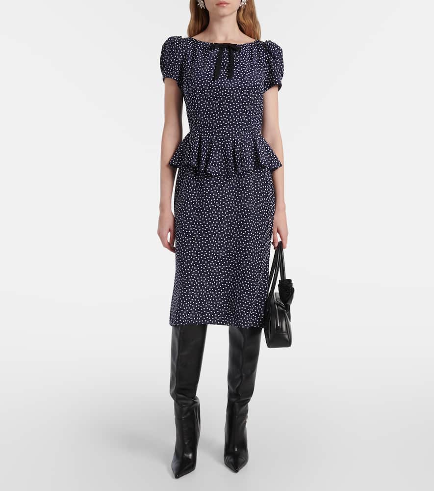 Polka-dot silk midi dress