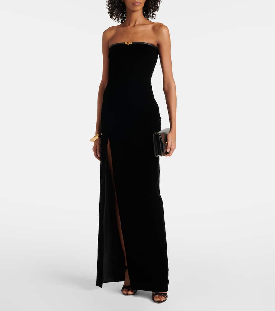 Strapless velvet gown