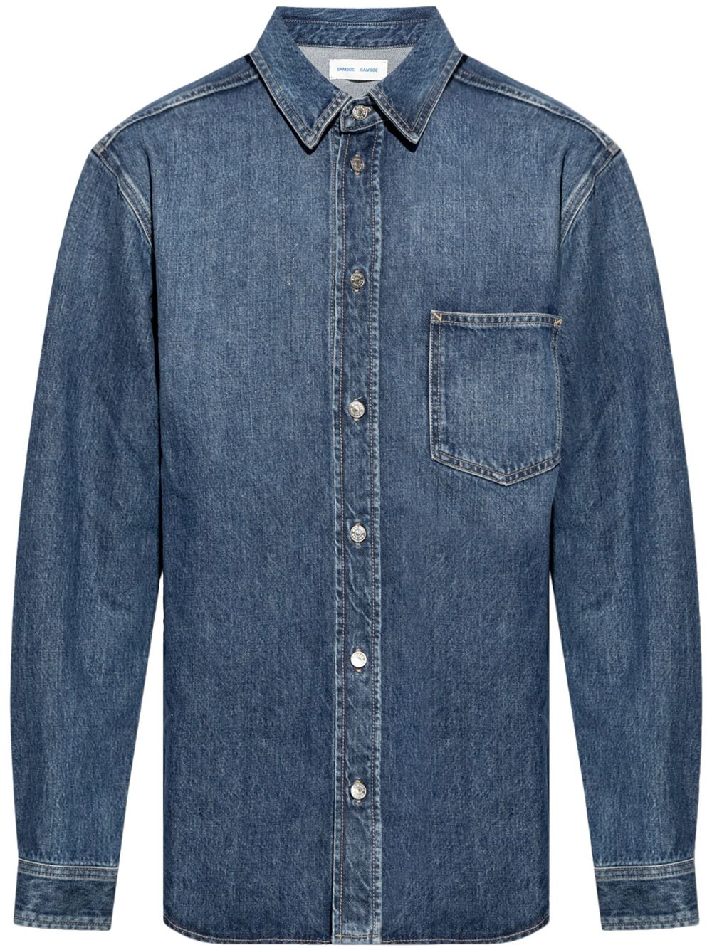 Long-sleeve organic cotton denim shirt - Blue