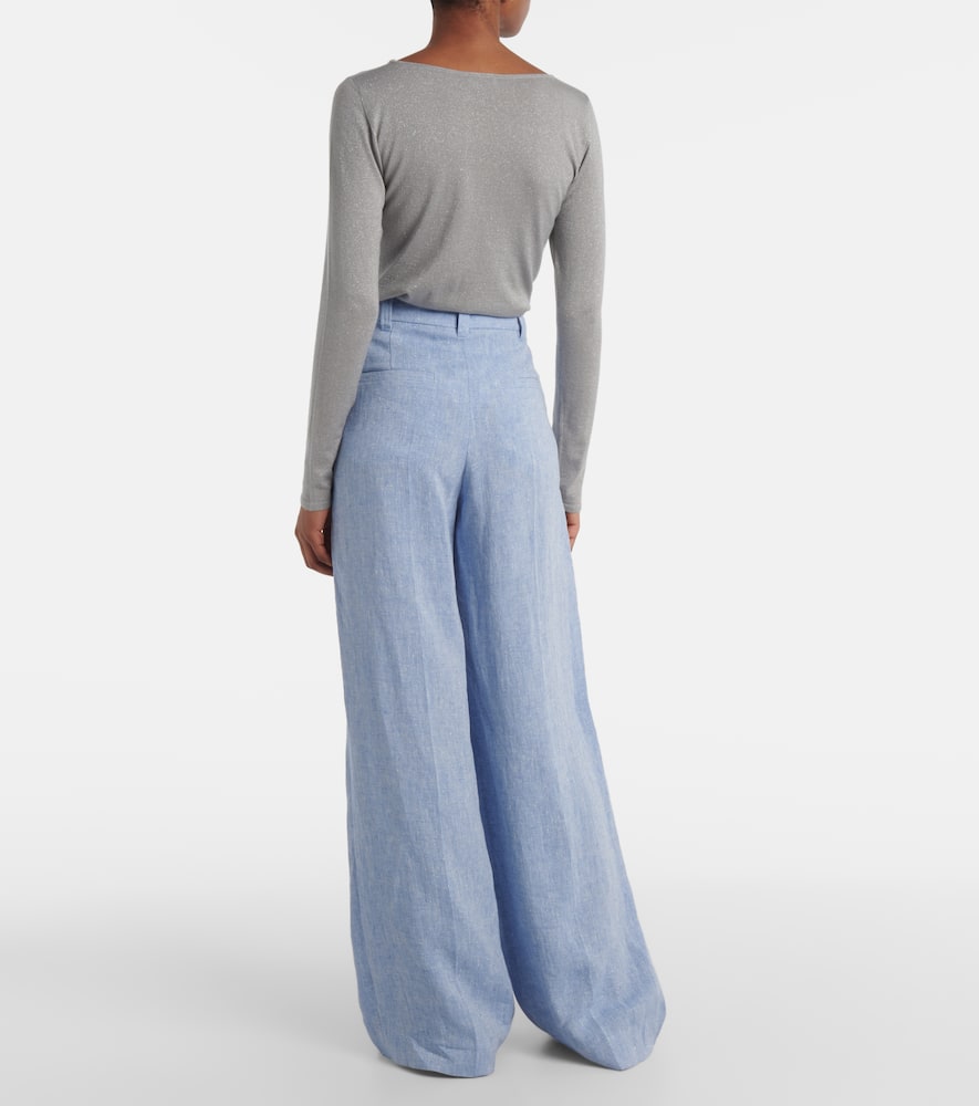 Linen-blend wide-leg pants