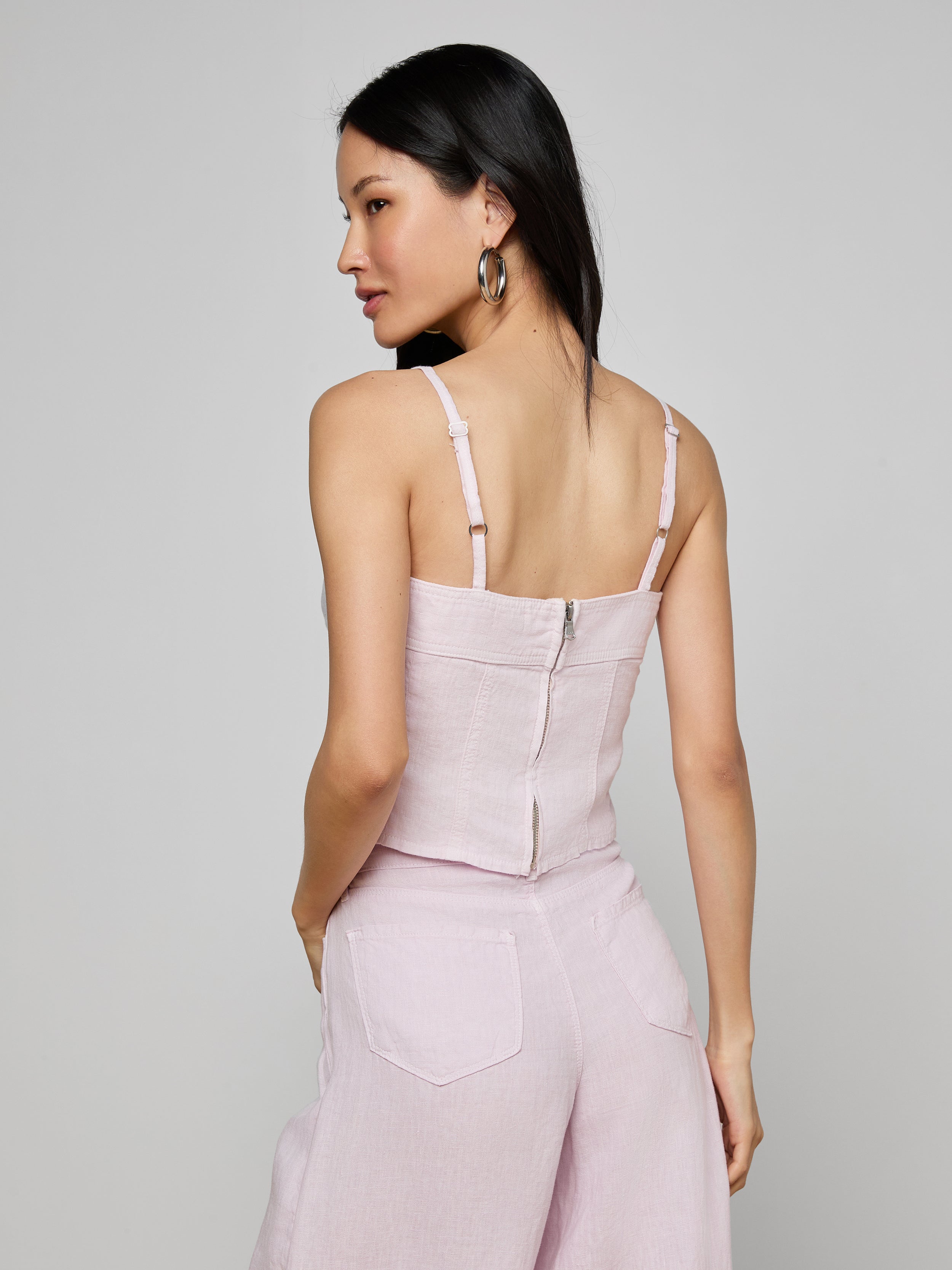 Arlin Linen Tank Top In Icy Lilac