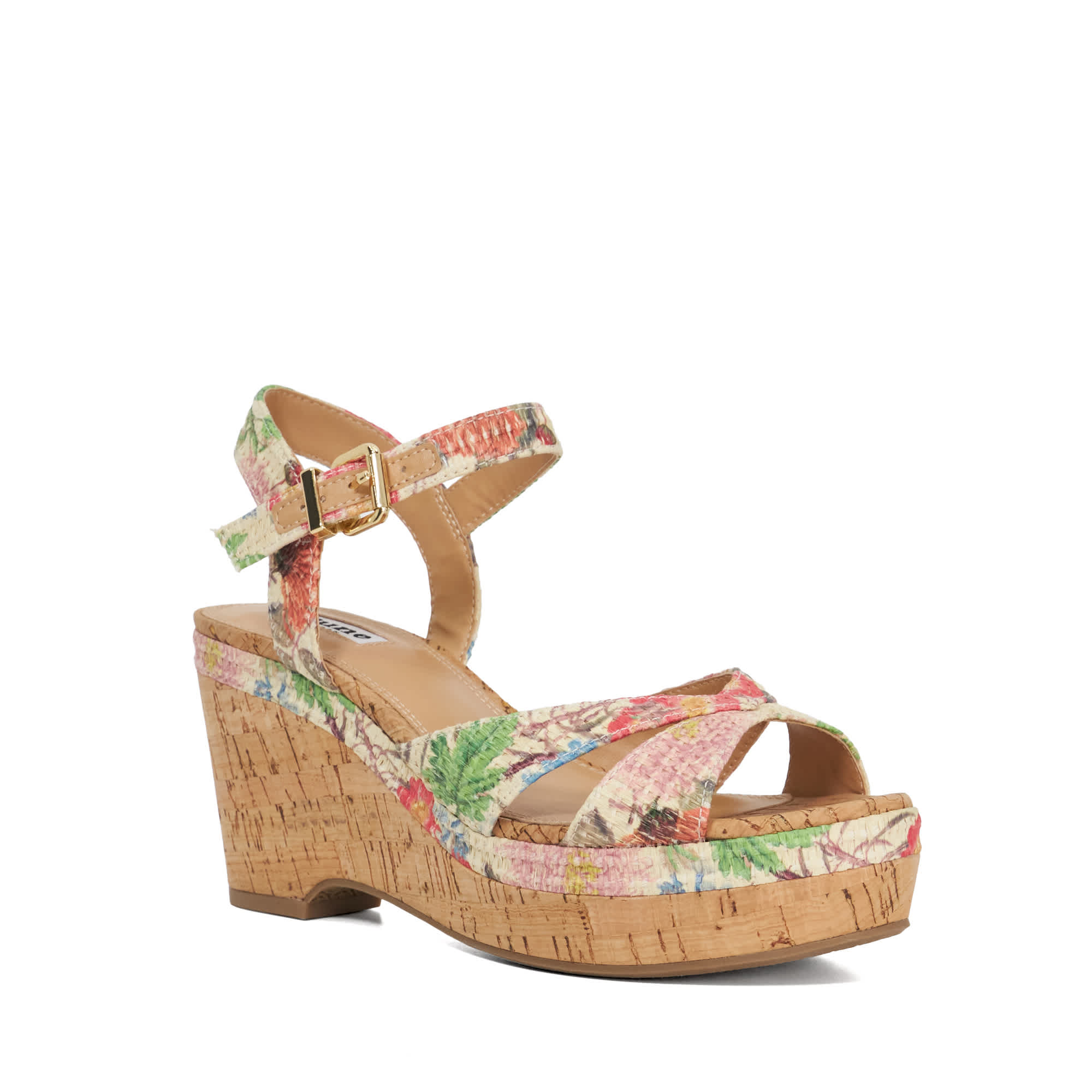 Dune London Womens Ladies Kelulu - Cork Wedge Sandals - Multicolour Fabric