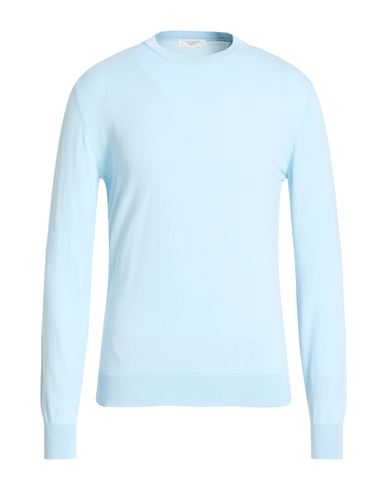 Man Sweater Sky blue Size 40 Cotton