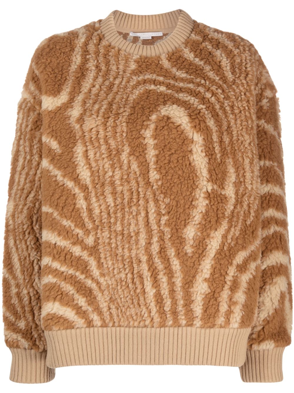 Graphic-pattern crew-neck jumper - Brown