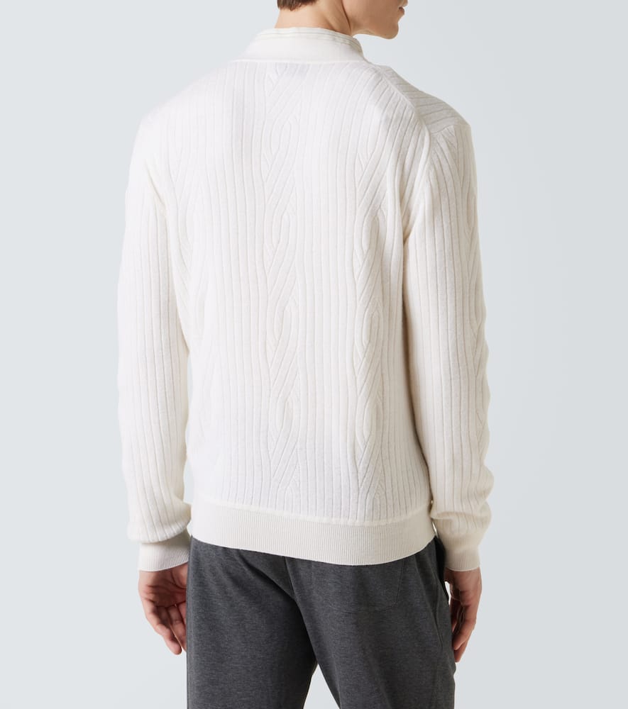 Ribbed-knit wool and cashmere cardigan
