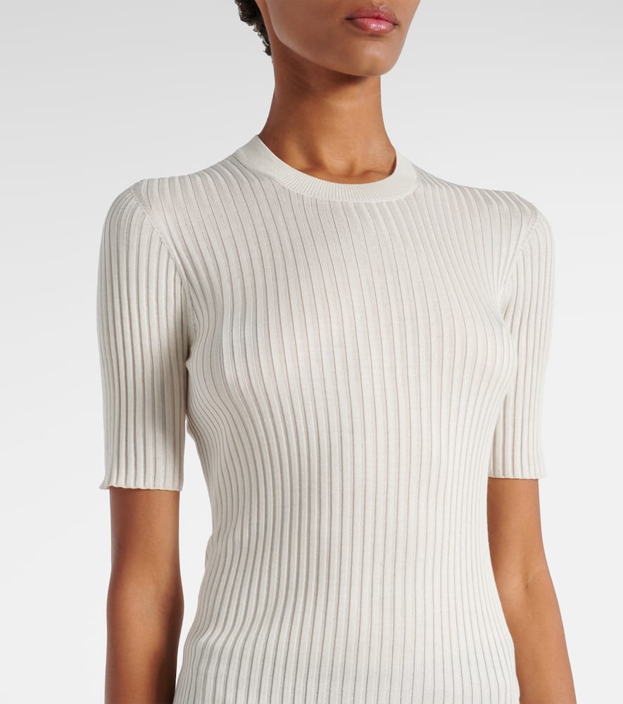 Ribbed-knit silk sweater