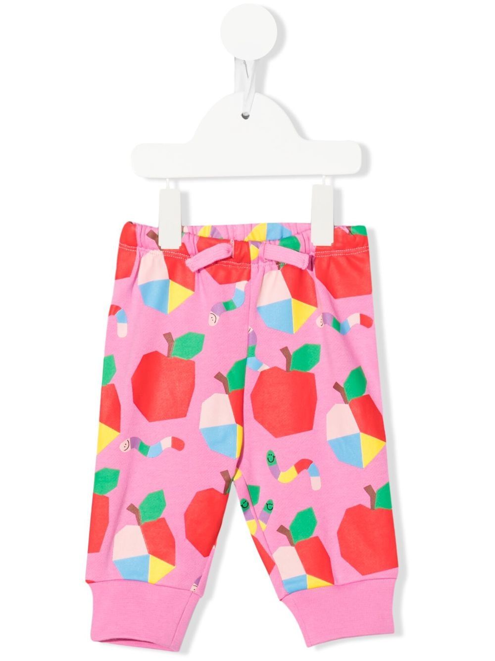 Apple & Worms print fleece joggers - Pink