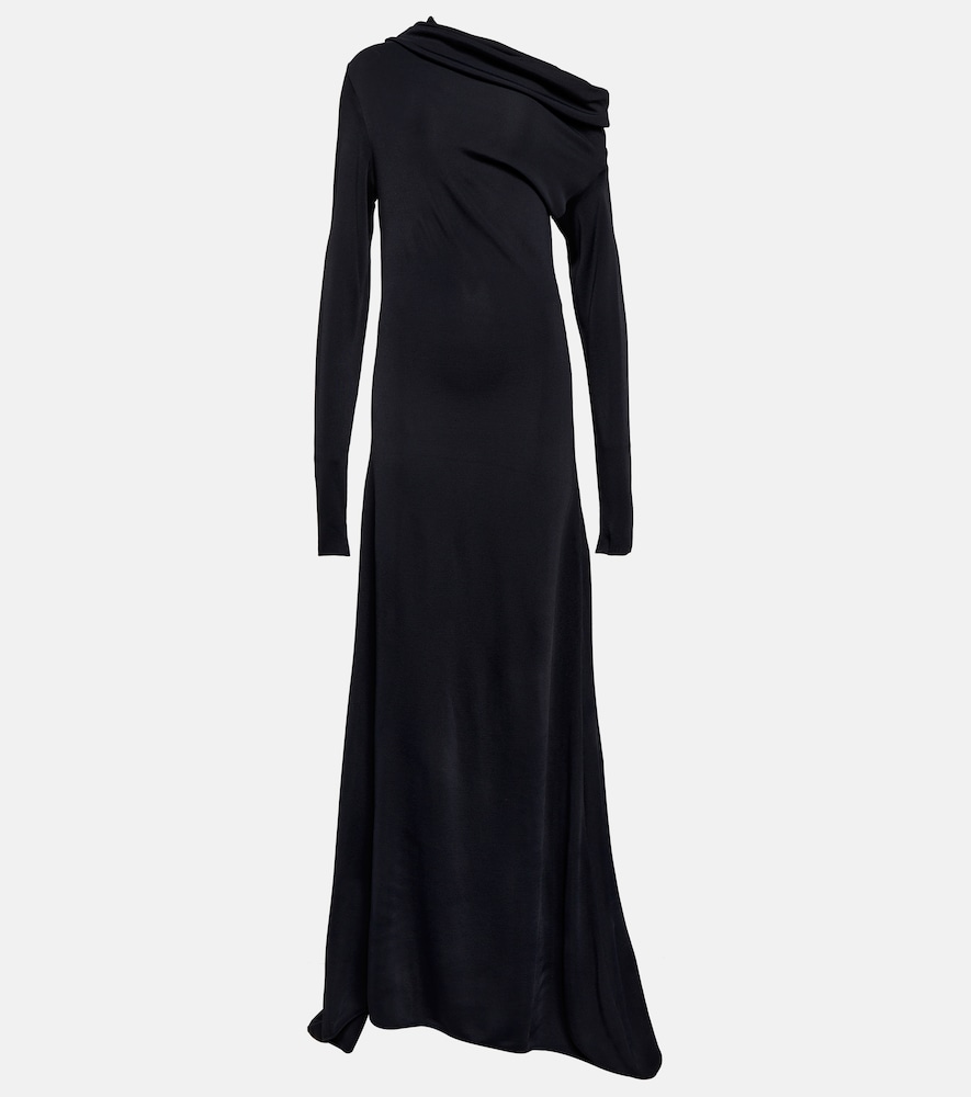 One-shoulder jersey gown