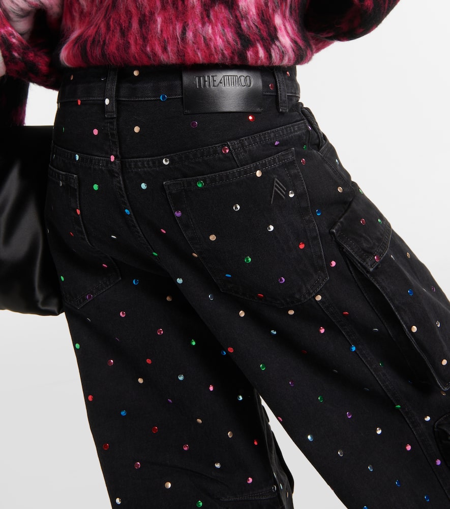 Fern studded mid-rise cargo jeans