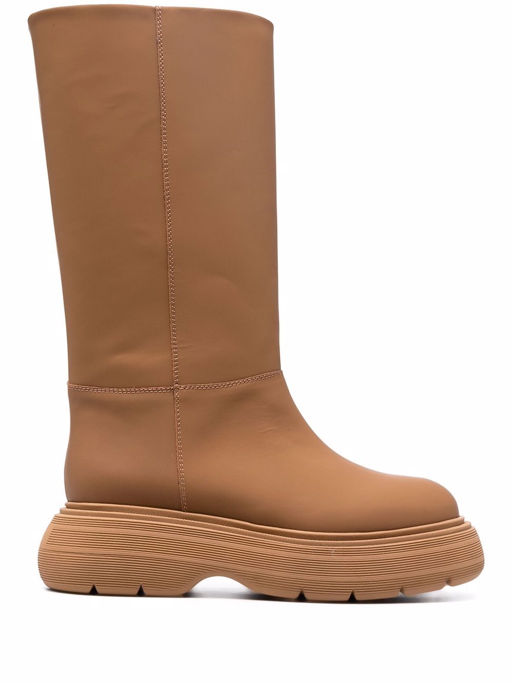 Chunky sole leather boots - Brown