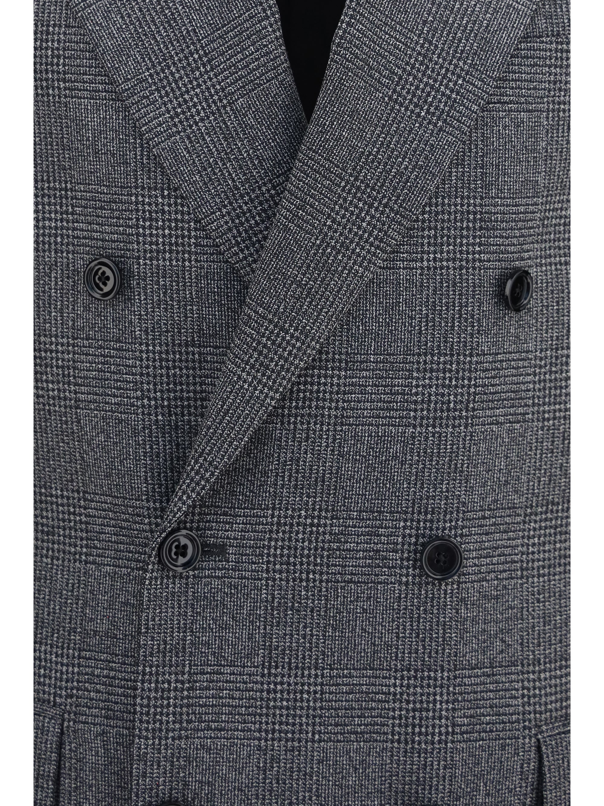 Double-Breasted Merino Wool Blazer — Gray