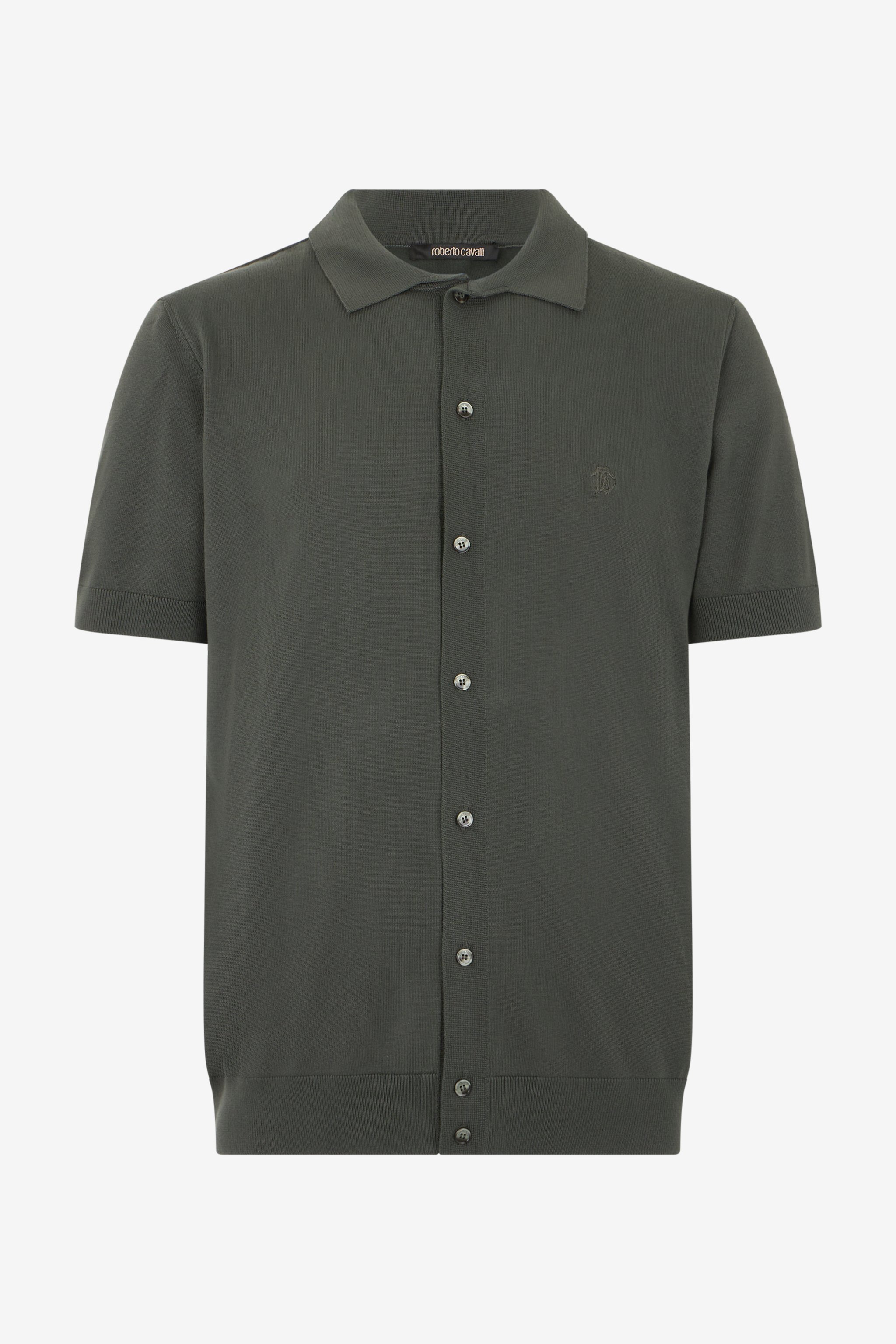 Green Knitted Polo Shirt With Monogram Rc