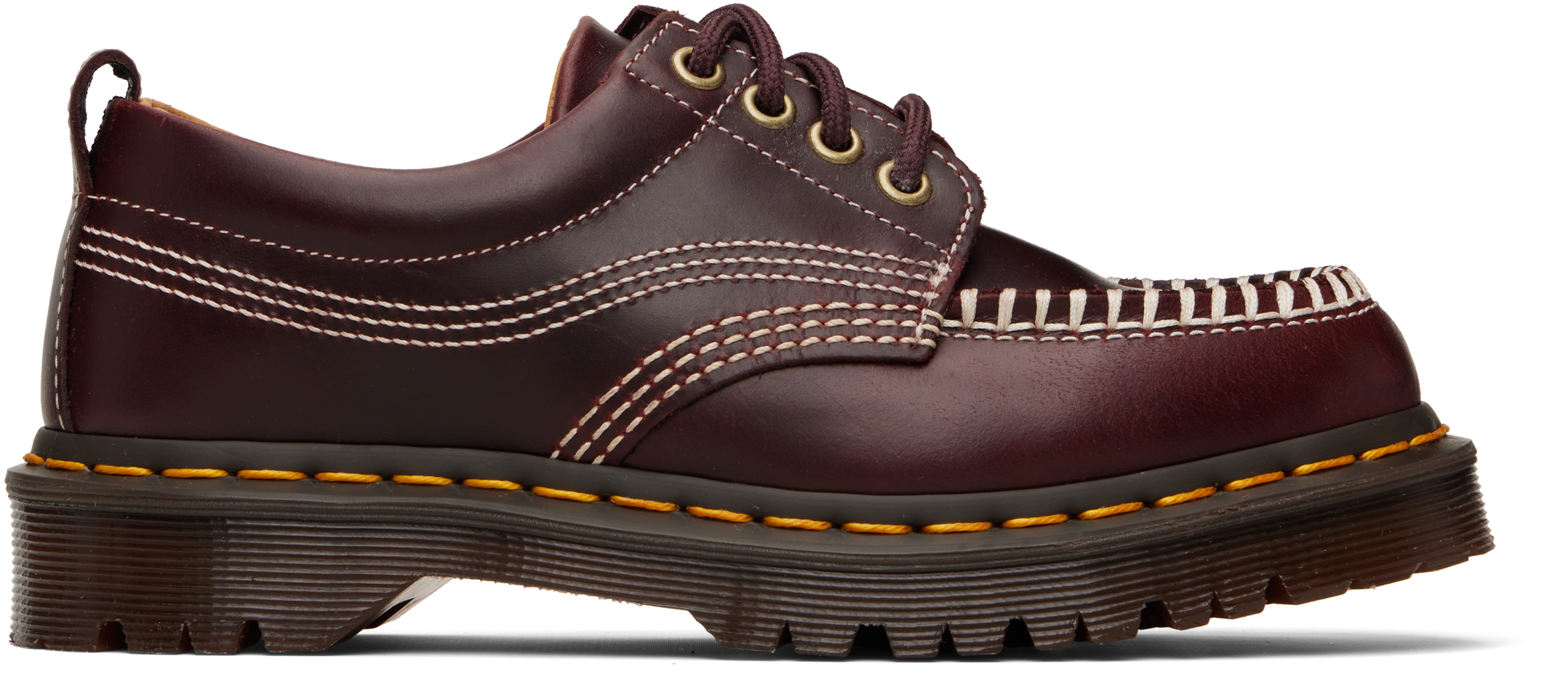 Burgundy Lowell Leather Moc Toe Derbys