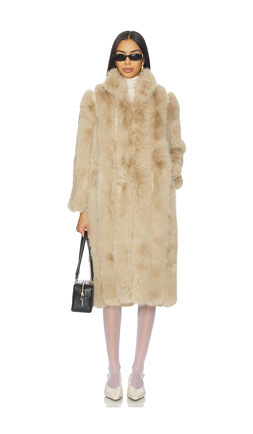 ELLIATT Lux Faux Fur Coat in Beige. XS. Also in L, M, S