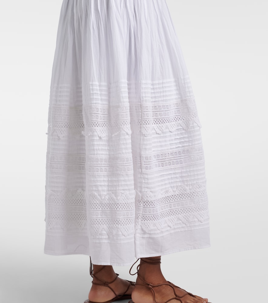 Lace-trimmed cotton-blend maxi dress