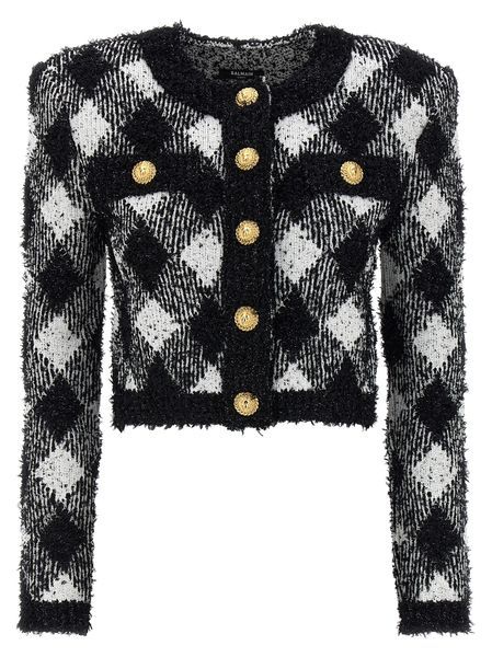Gingham tweed jacket
