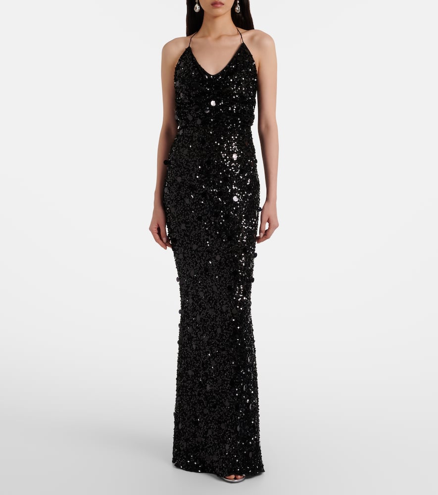 Sequined halterneck gown