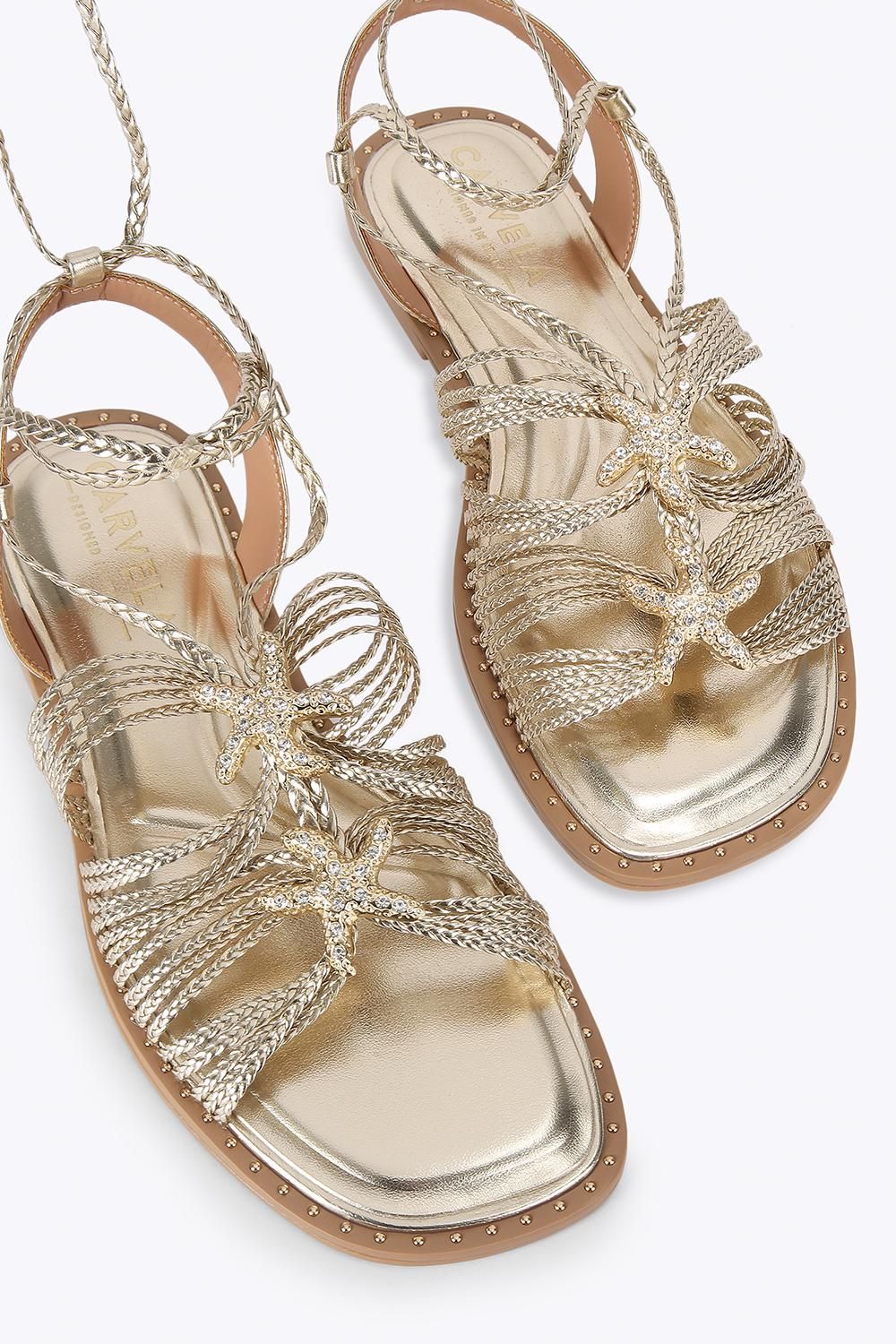 Carvela 'marina Flat Tie Sandal' Sandals In Gold
