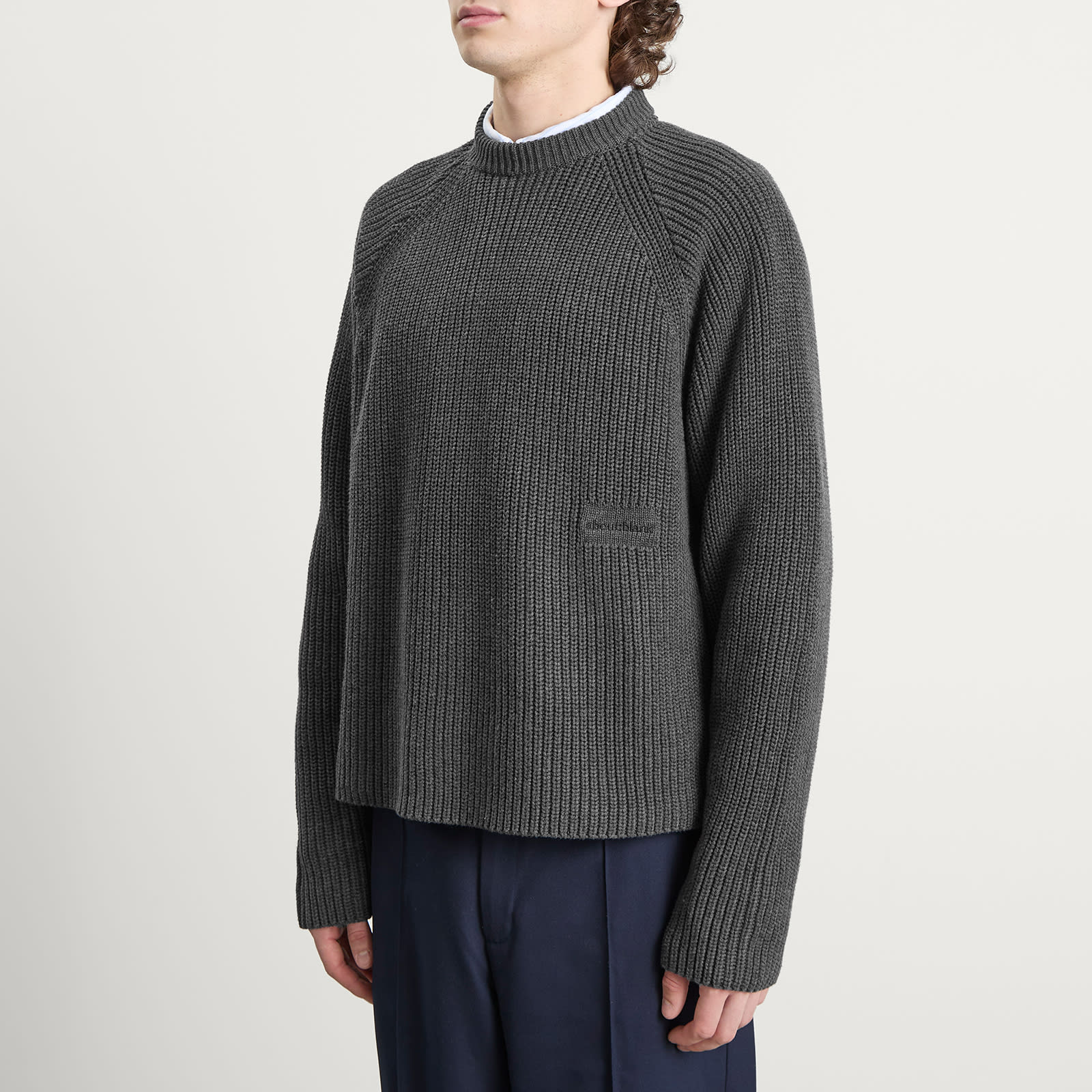 Men's Rib Mock Neck Crew Charcoal