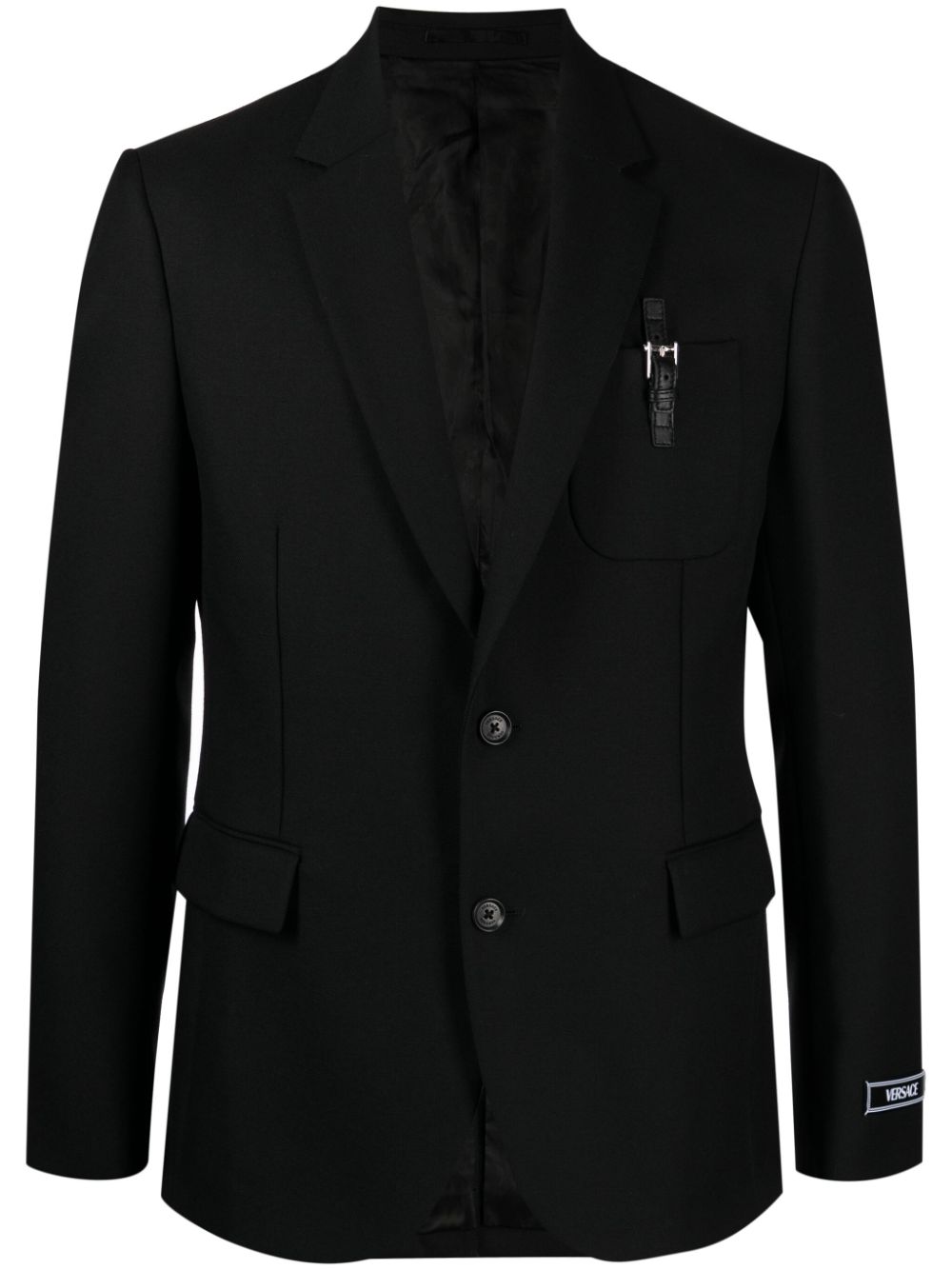 Buckle-detail single-breasted blazer - Black
