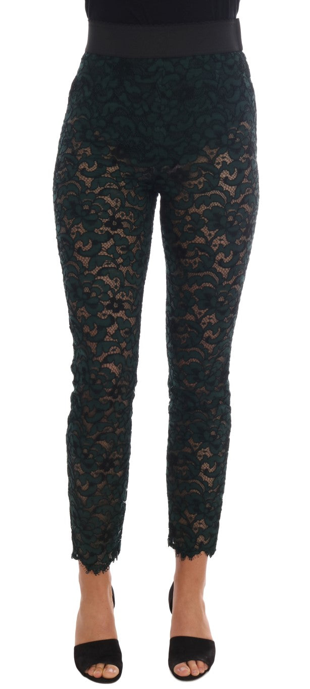 Floral Lace Trousers — Green