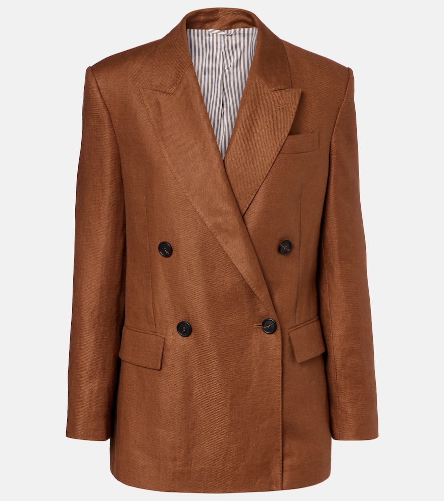 Double-breasted linen blazer