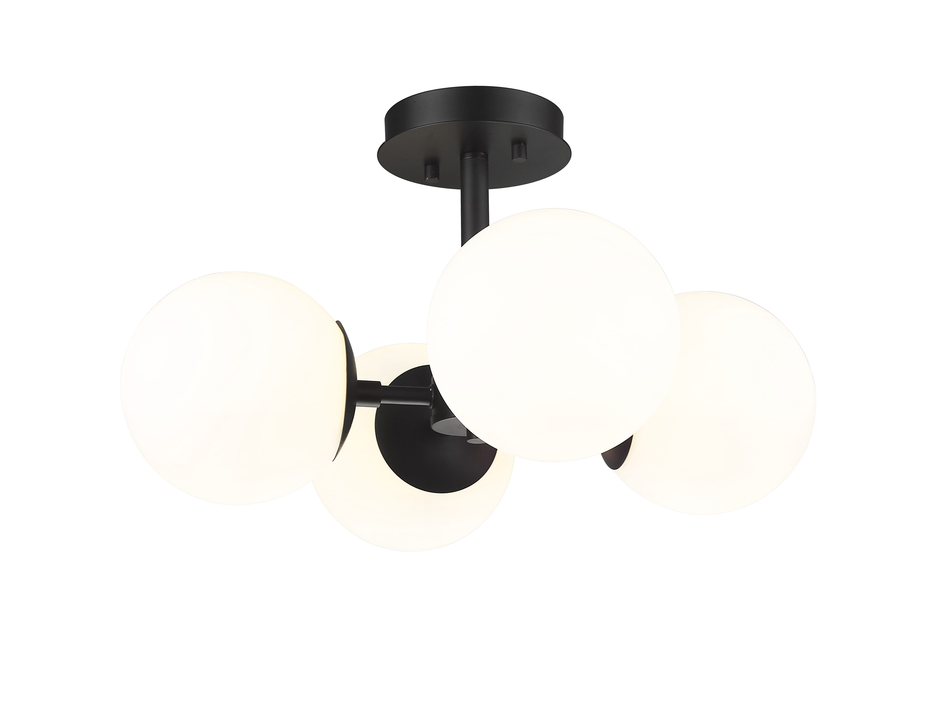 Midnetic 4-Light Semi Flush Mount Ceiling Light In Matte Black