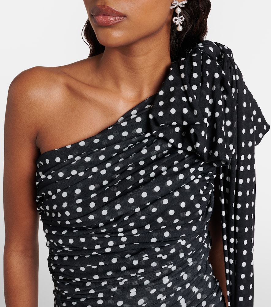 Polka-dot one-shoulder minidress
