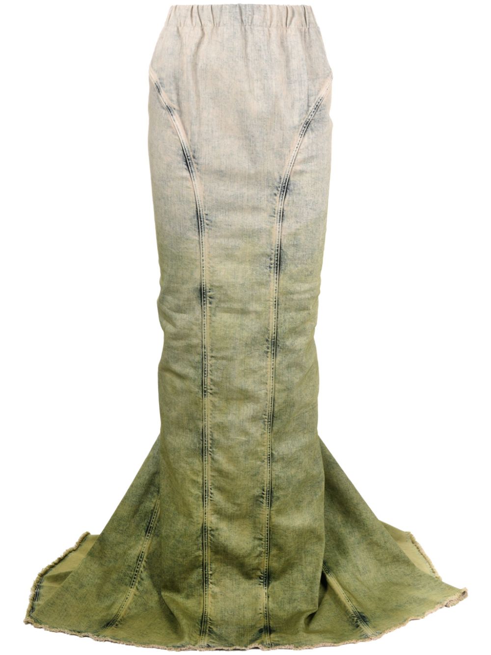 Gradient-effect denim maxi skirt - Green