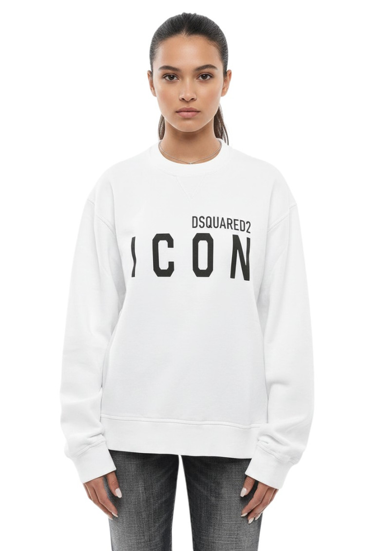 White Logo Crew Neck Sweatshirt