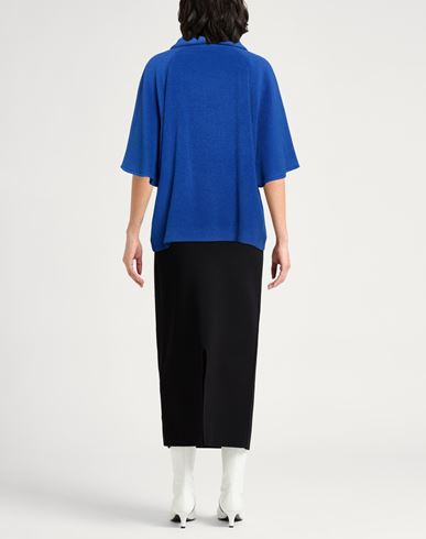 Icons Woman Coat Blue Size 14 Alpaca wool, Virgin Wool, Polyamide