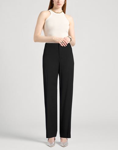High Rise Wide Leg Trouser Woman Pants Black Size 6 Organic Linen, Viscose, Elastane
