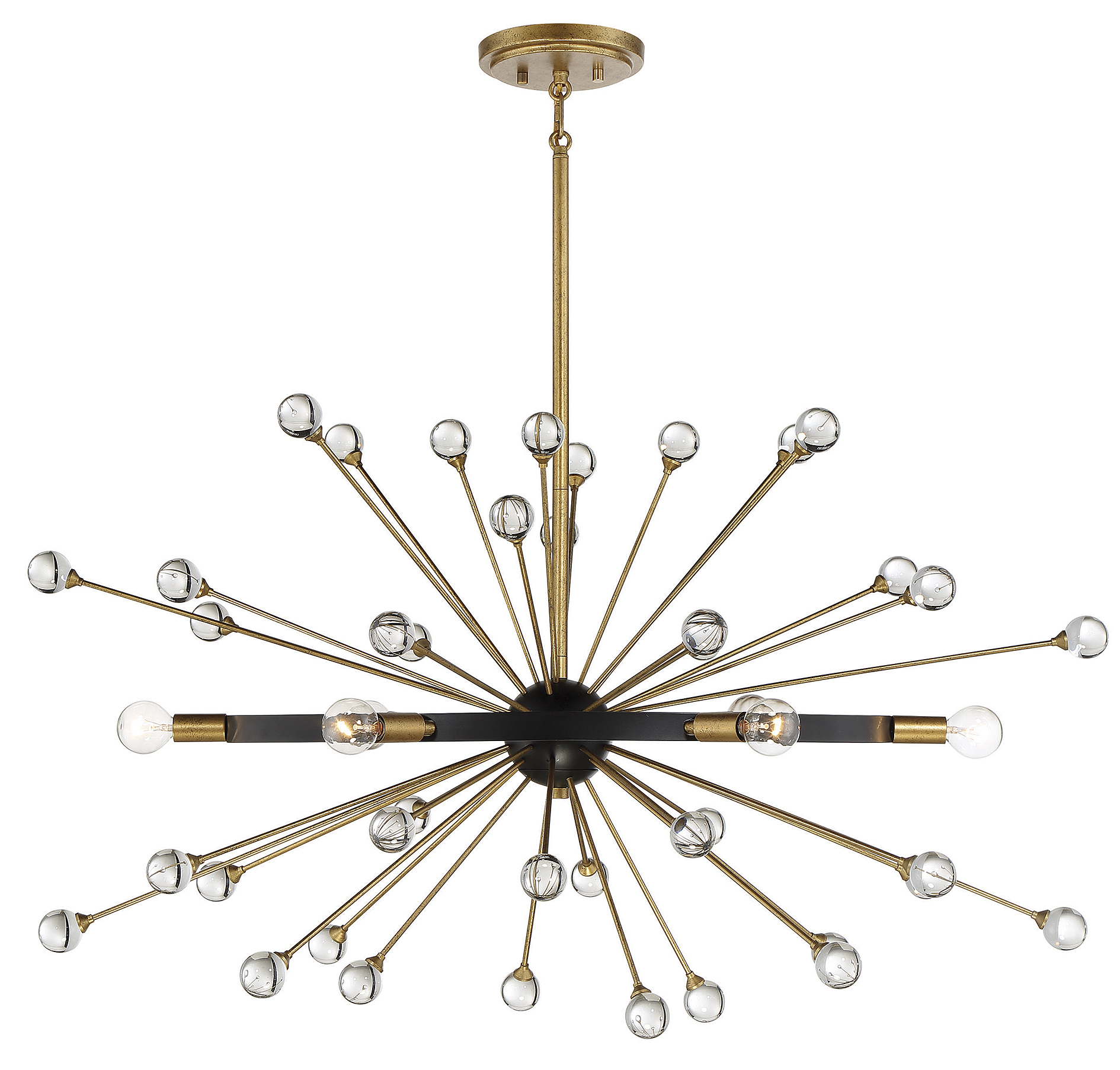 Ariel 6-Light Oval Chandelier in Como Black with Gold Accent