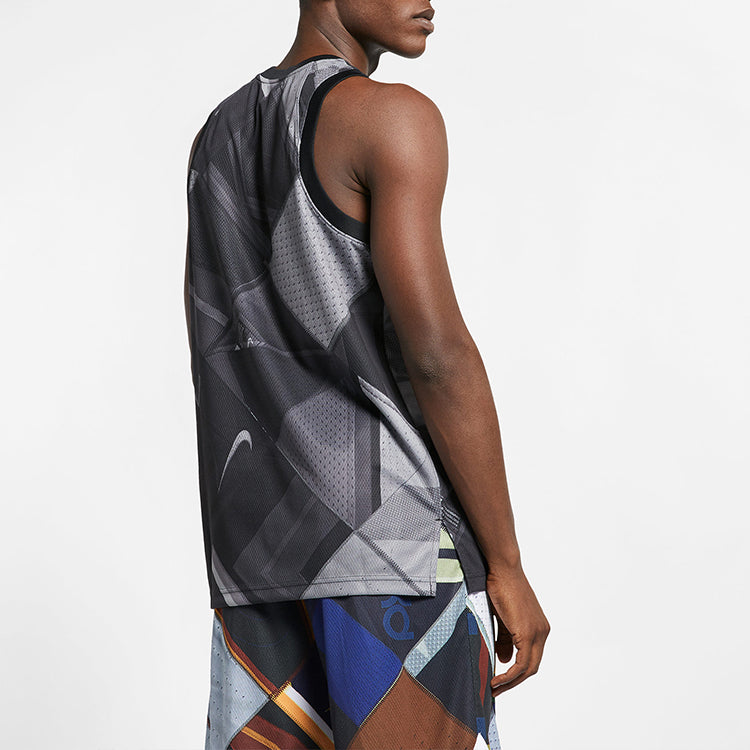 Logo Round Neck Loose Gym Sports Quick Dry Basketball Vest Black