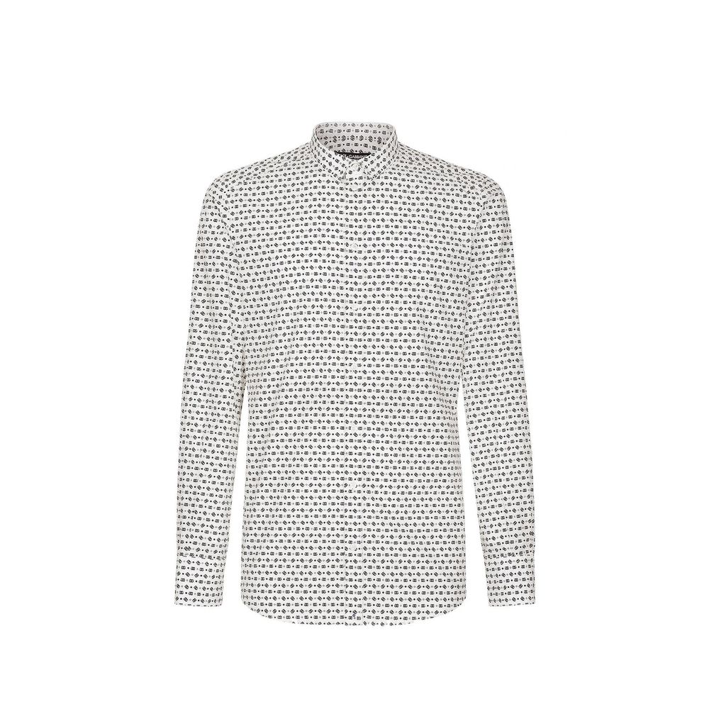 Logo-Pattern Cotton Shirt — White