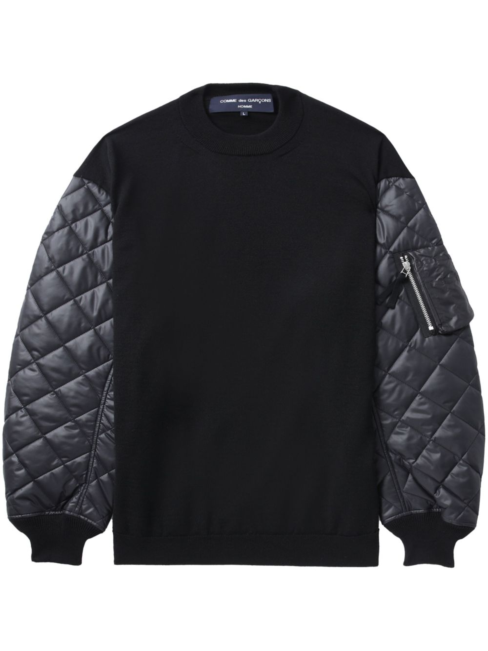 Padded-panels crew-neck sweatshirt - Black