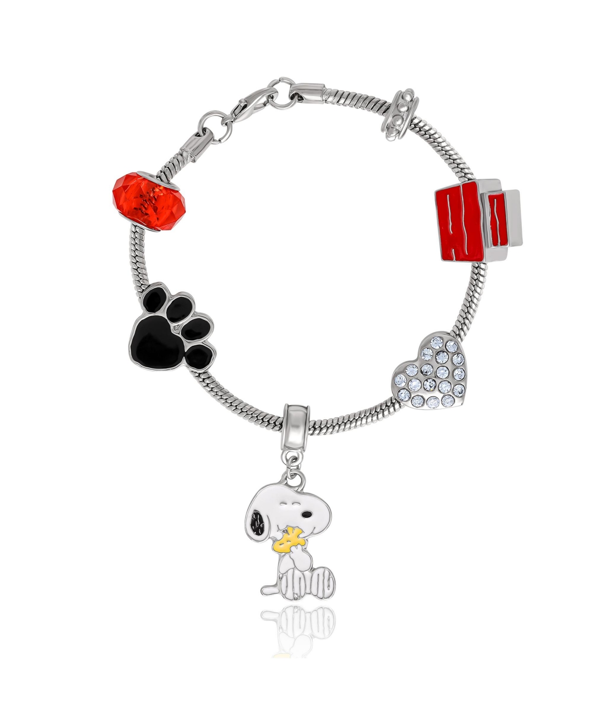 Snoopy Charm Bracelet - 6 Unique Charms - Silver