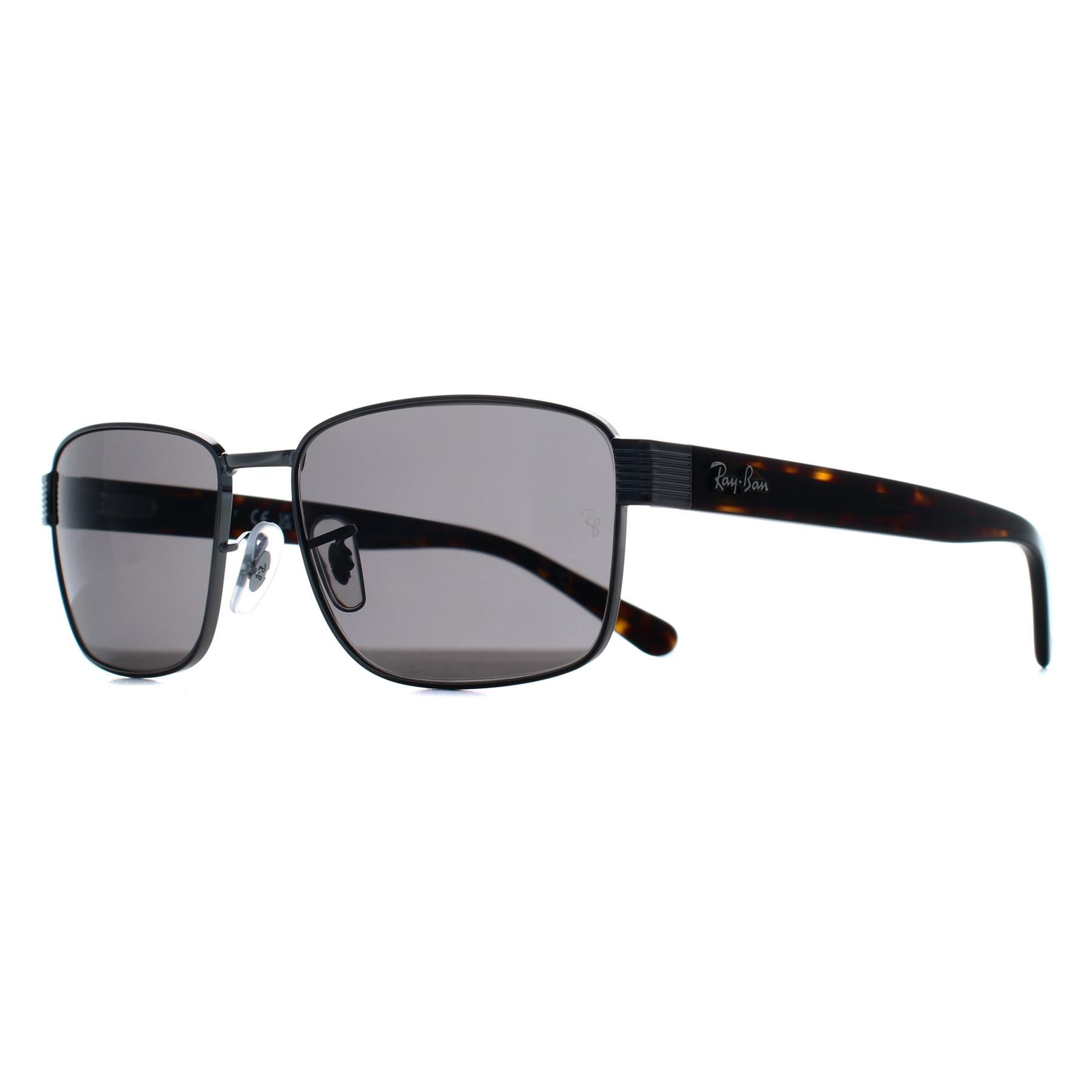 Ray-Ban Rectangle Gunmetal Havana Dark Grey RB