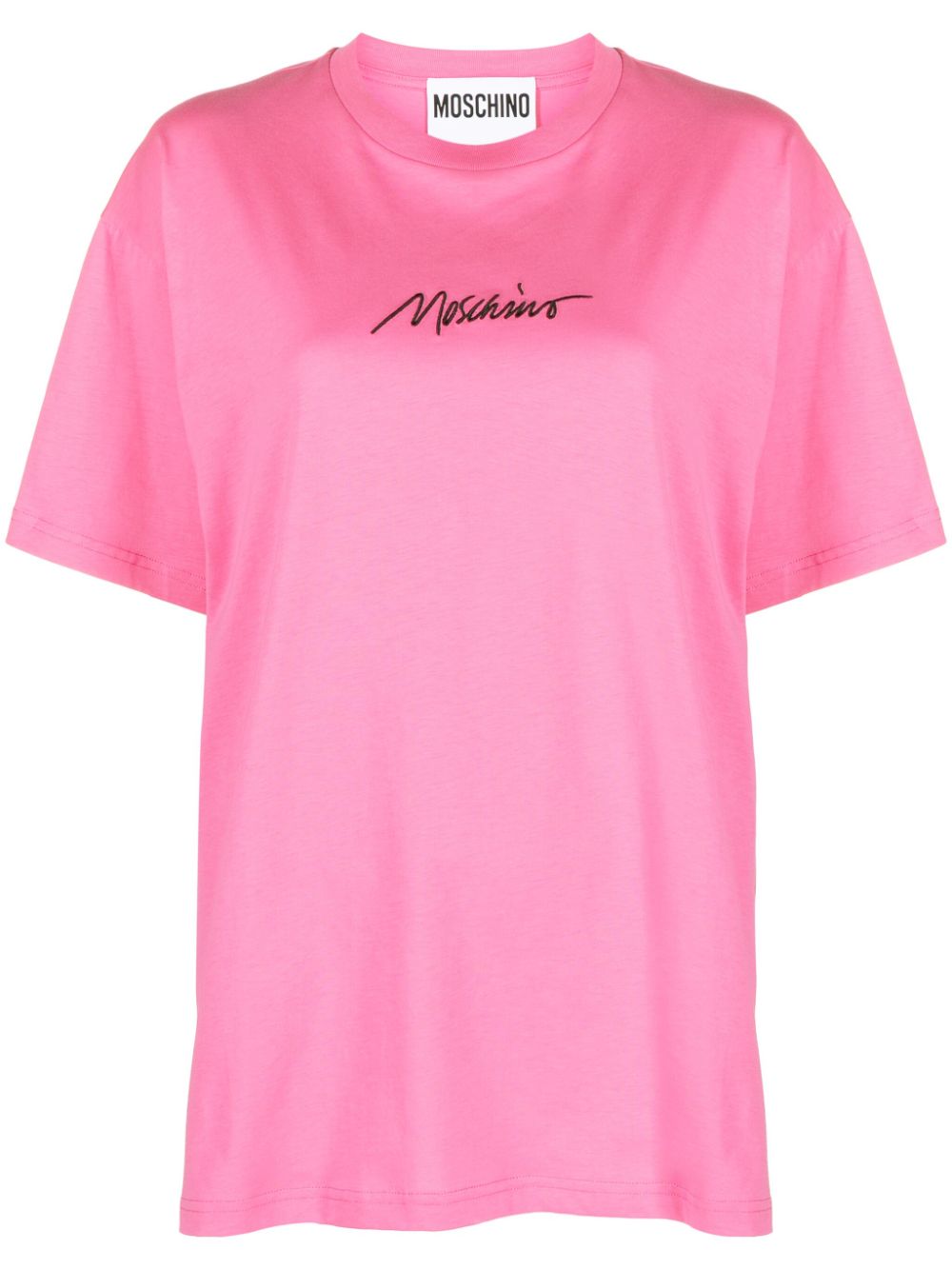Logo-embroidered cotton T-shirt - Pink