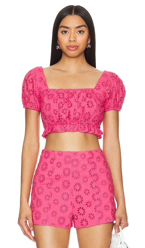 Lovers and Friends Leah Top in Fuchsia. - S also in