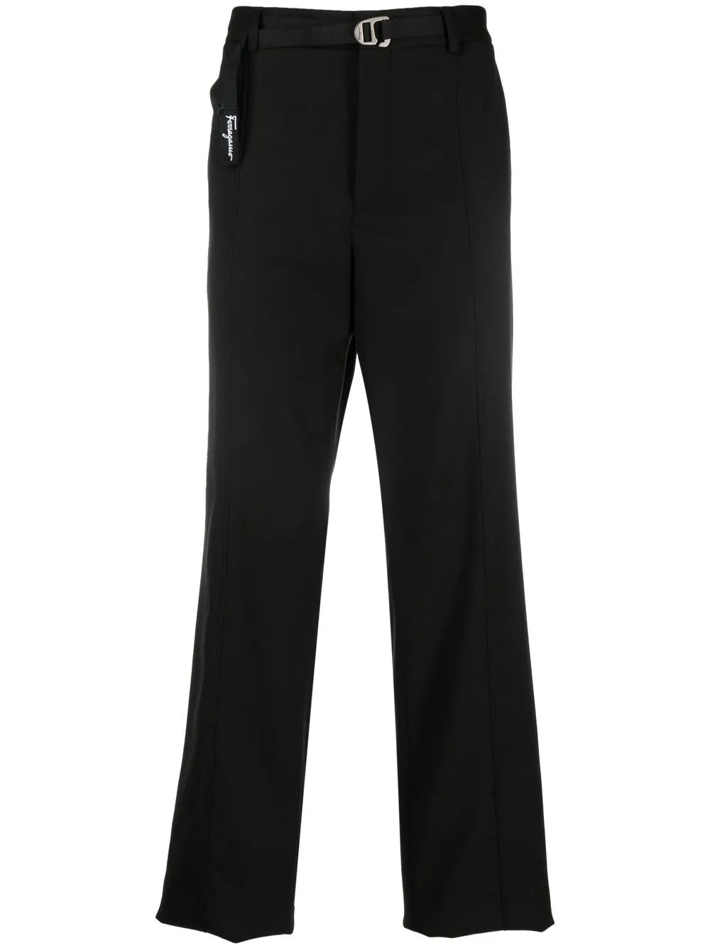 Straight-Leg Belted Trousers — Black