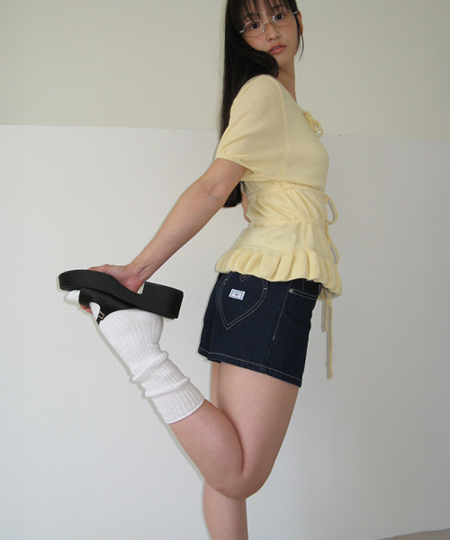 RUFFLE TEM TIE KNIT CARDIGAN SOFT YELLOW
