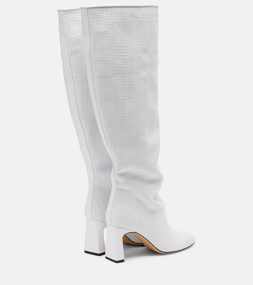 Roberta woven leather knee-high boots