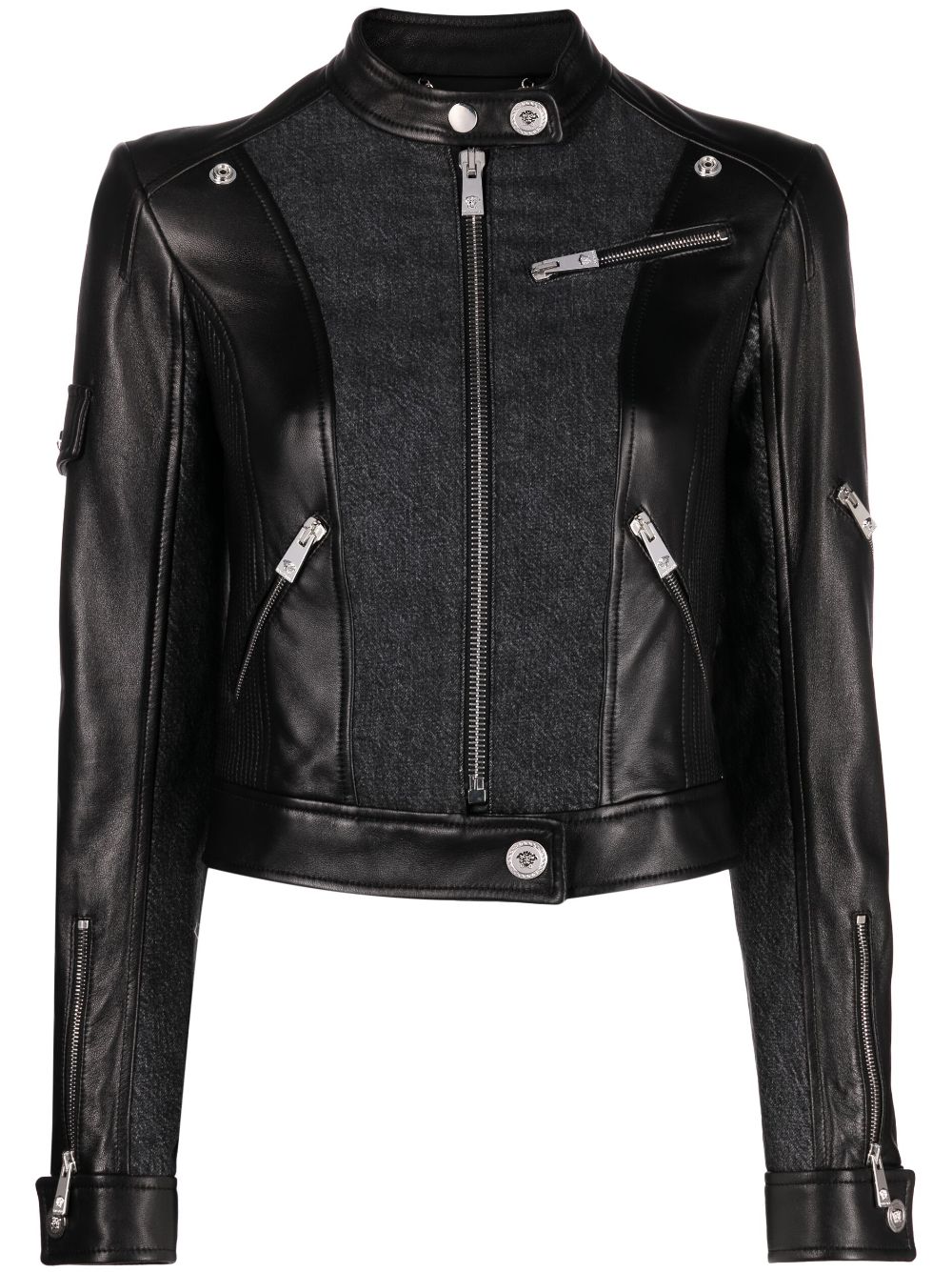Panelled biker jacket - Black