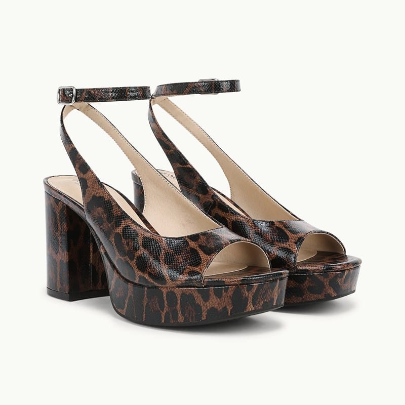Stride Shoes Aliyah Dress Sandal Brown Leopard Faux Leather