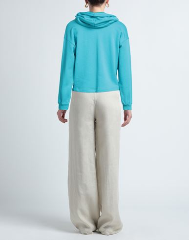 Woman Sweatshirt Turquoise Size 6 Cotton, Elastane