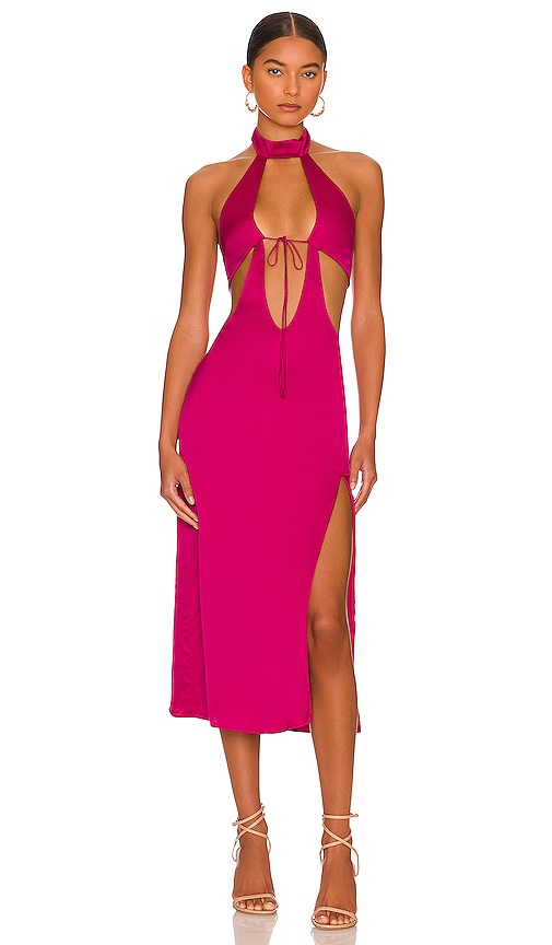 Camila Coelho MIDI-KLEID ABIGALE in Fuschia. Größe XL. Also in